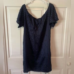 Banana Republic Off the Shoulder Blue Stripe Dress